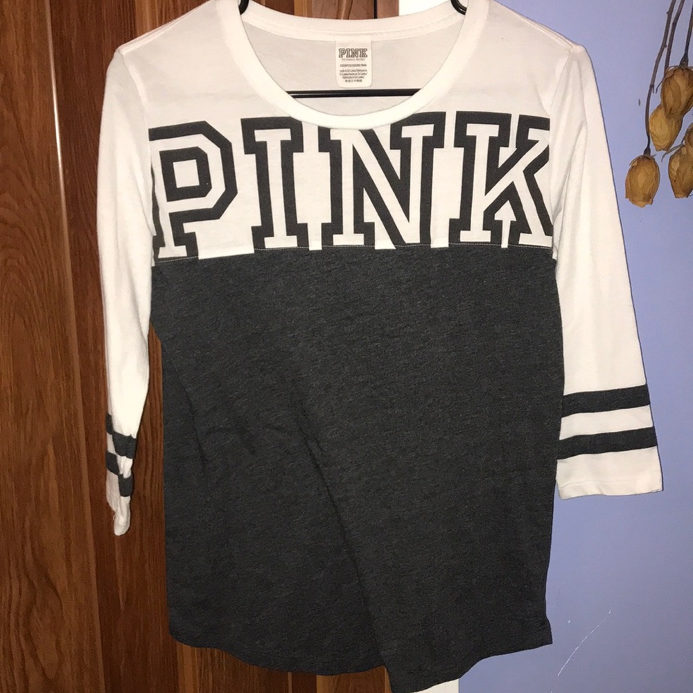 Gray and white PINK top
